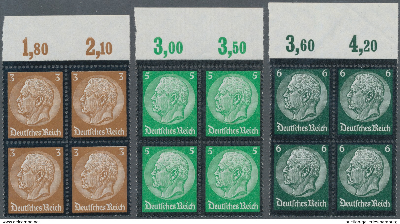 Deutsches Reich - 3. Reich: 1934, 3 Pf. Bis 25 Pf. Hindenburg Mit Trauerrand, Ungefaltete Luxus-Ober - Otros & Sin Clasificación