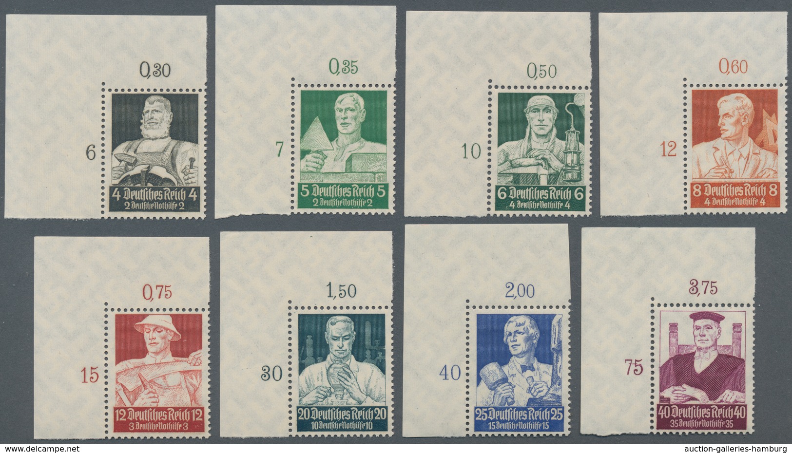 Deutsches Reich - 3. Reich: 1935, Deutsche Nothilfe: Berufsstände, 4 Pf Bis 40 Pf, Ungefaltete Luxus - Sonstige & Ohne Zuordnung