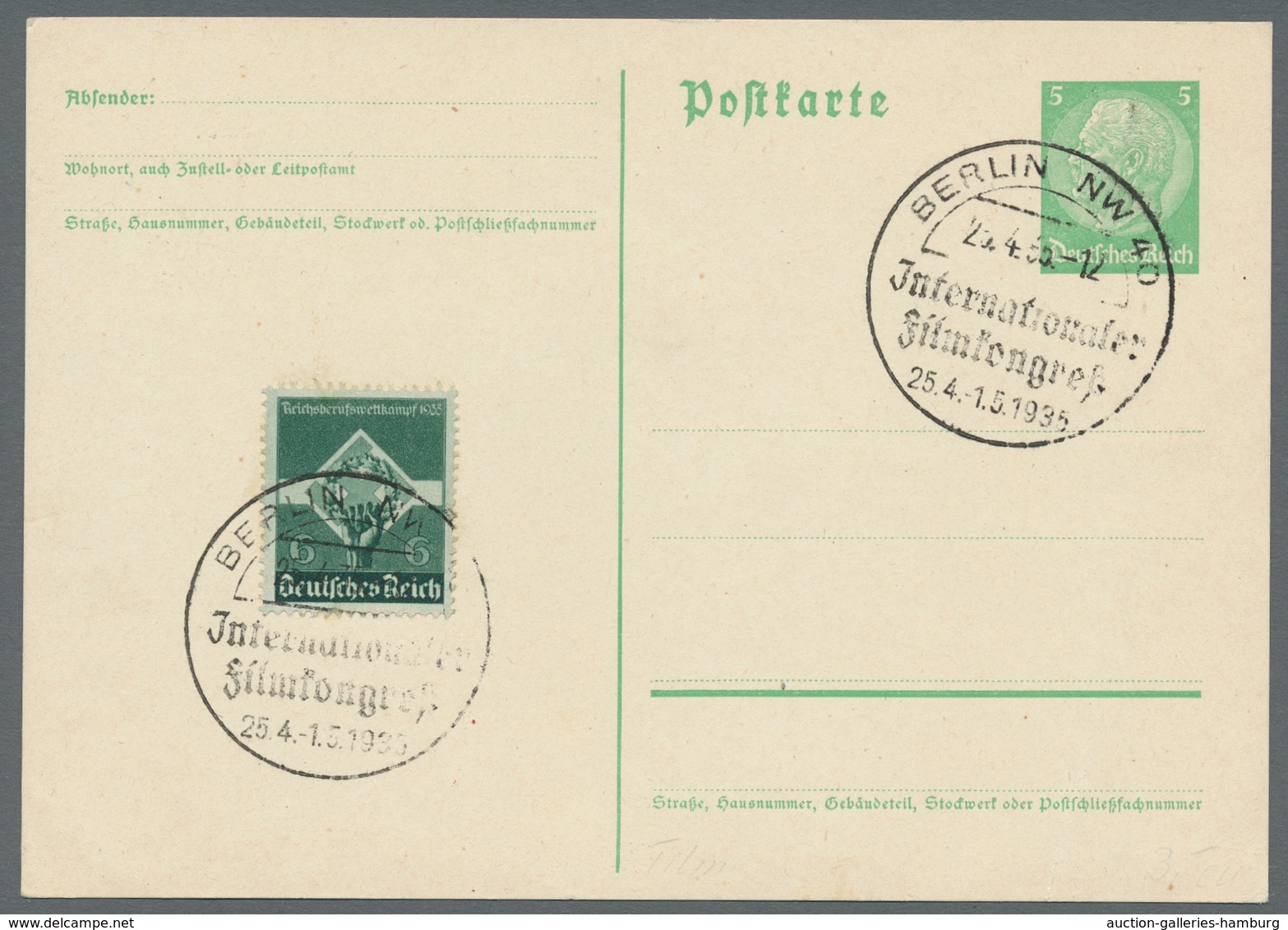 Deutsches Reich - 3. Reich: 1935, "Berufswettkampf", Auf Blanko-GA Bzw. Brief Je Mit Vor-Ersttagsste - Autres & Non Classés