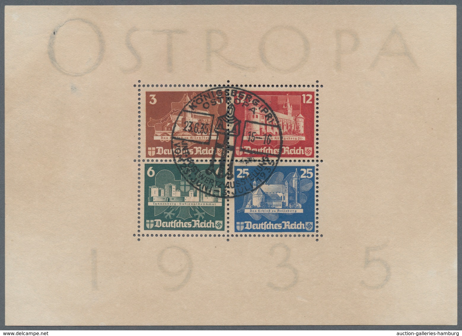 Deutsches Reich - 3. Reich: 1935, Ostropa-Block, Entwertet Mit Ersttagsonderstempel "KÖNIGSBERG (PR) - Autres & Non Classés