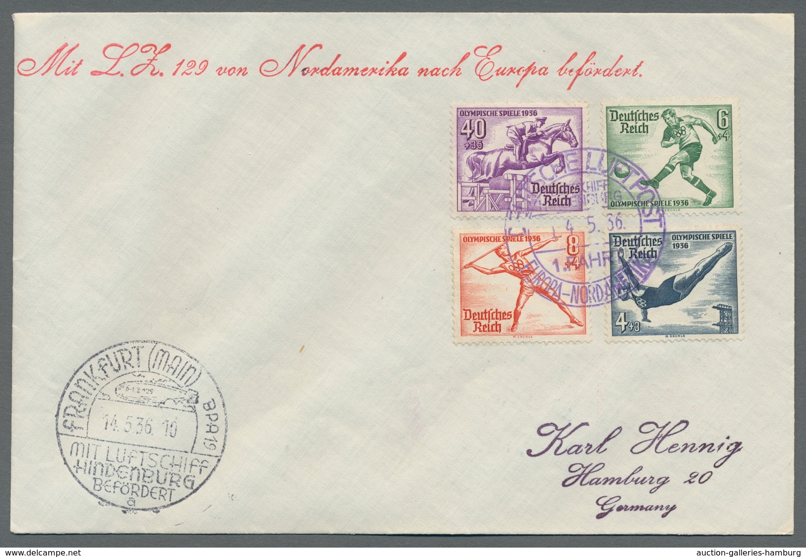 Deutsches Reich - 3. Reich: 1936, "Olymp. Spiele Berlin", Kompletter Satz Auf Zwei Zeppelinbriefen Z - Sonstige & Ohne Zuordnung