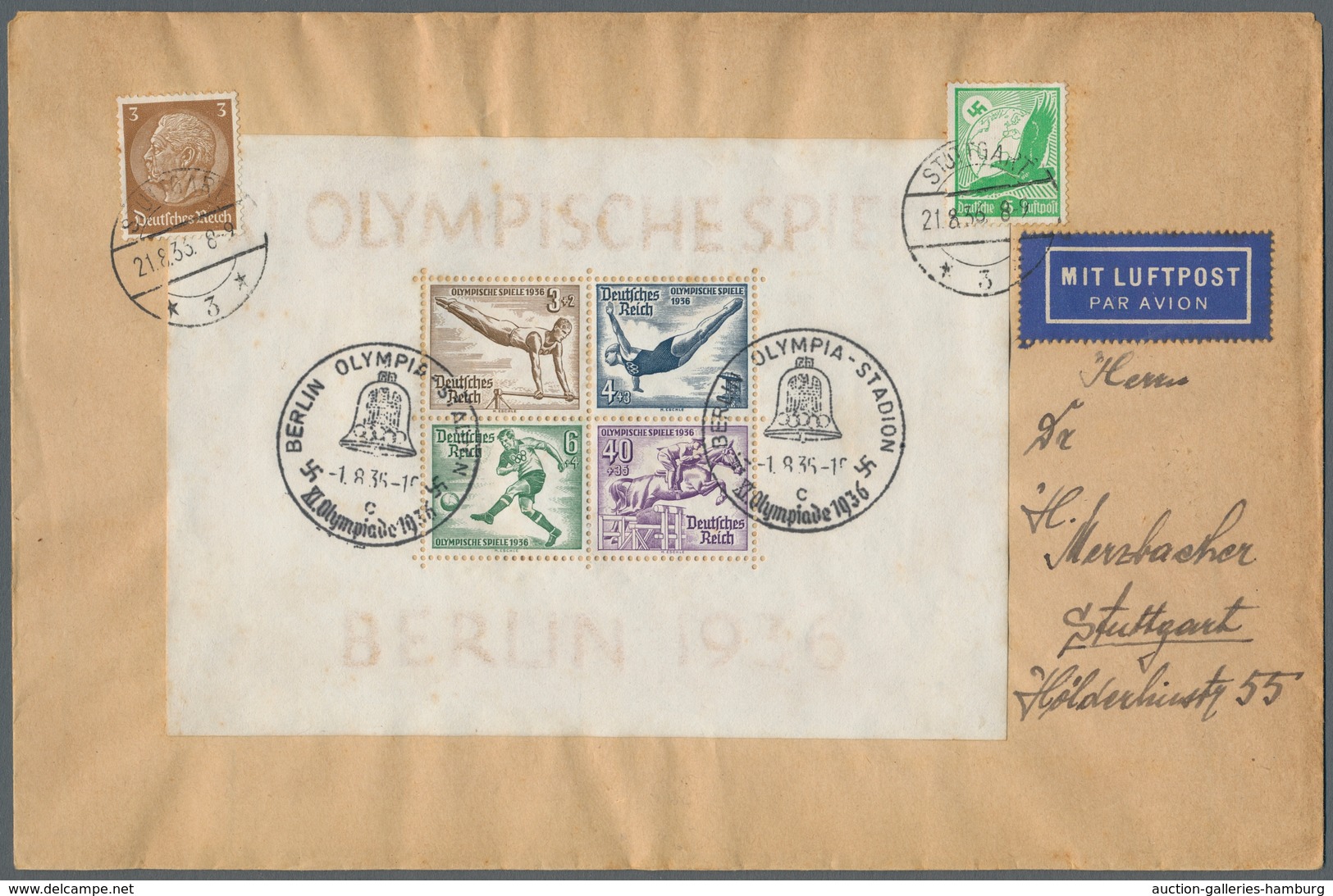 Deutsches Reich - 3. Reich: 1936, "Olymp. Spiele Berlin", Sauber Mit ESST BERLIN OLYMPIA-STADION -1. - Other & Unclassified