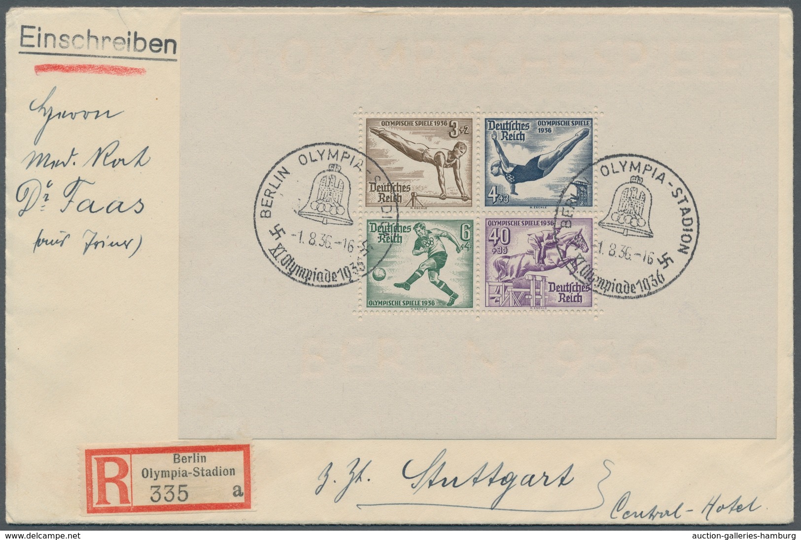 Deutsches Reich - 3. Reich: 1936, Olympiade-Blockpaar Auf Zwei Gelaufenen R-FDC Sauber SonderStpl. V - Autres & Non Classés