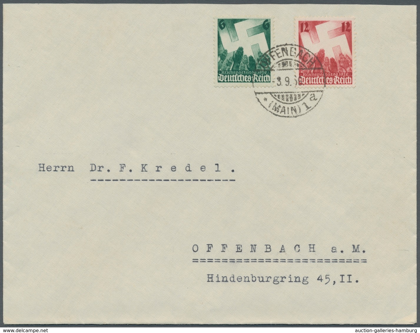 Deutsches Reich - 3. Reich: 1936, Parteitag, Kplt. Satz Als FDC Auf Bedarfsbrief Vom 3.9.36. - Other & Unclassified