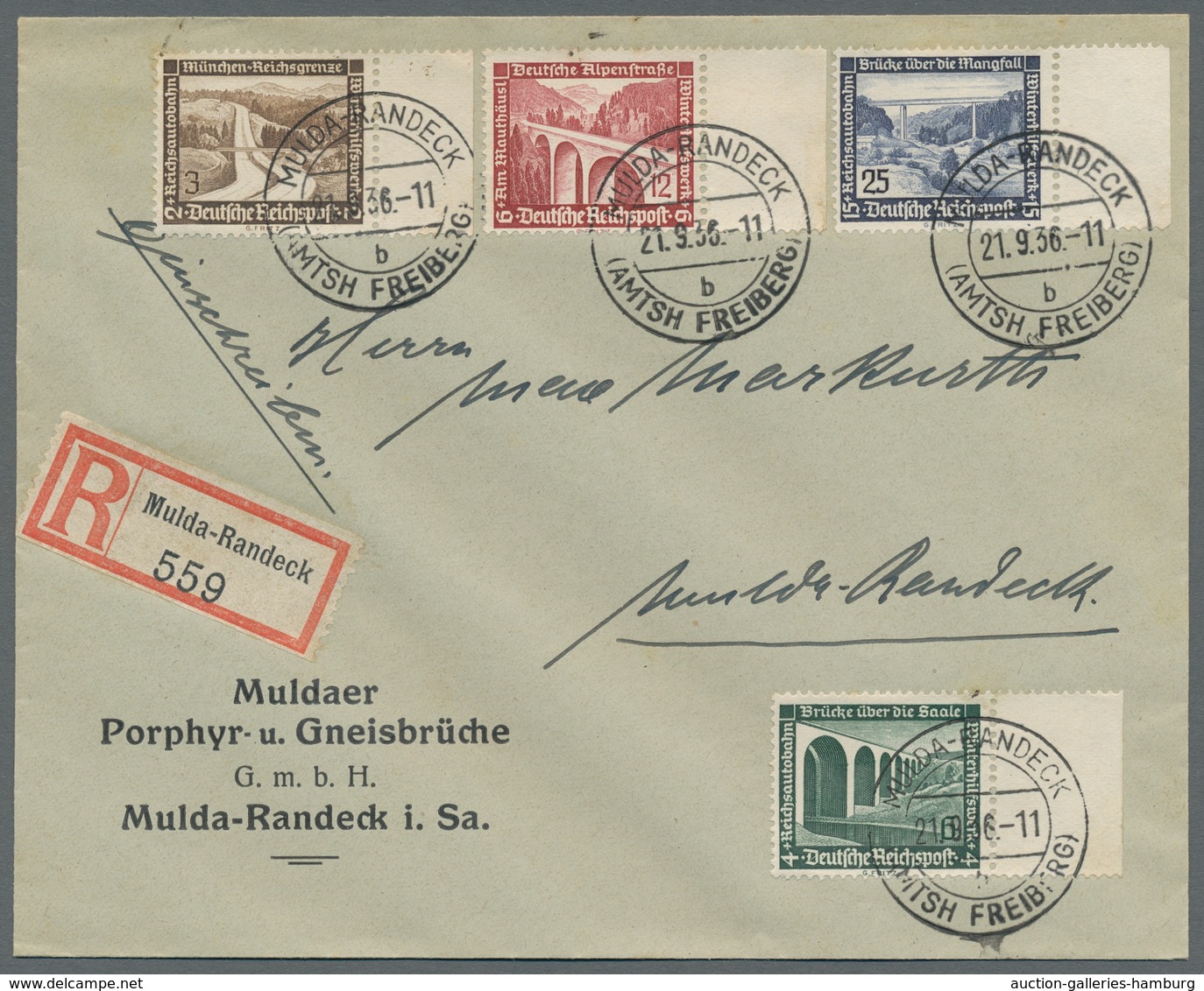 Deutsches Reich - 3. Reich: 1936, "3, 6, 12 Und 25 Pfg. WHW" Mit Ersttagsstempel MULDA-RANDECK (AMTS - Sonstige & Ohne Zuordnung