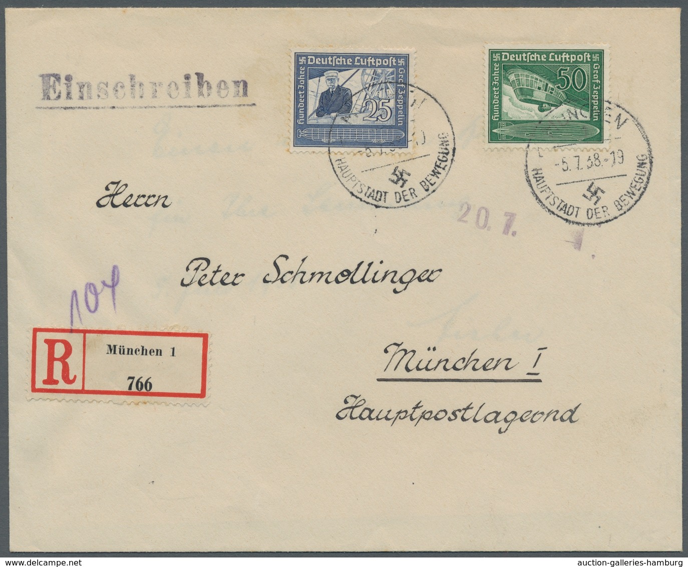 Deutsches Reich - 3. Reich: 1938, Graf Von Zeppelin, Kplt. Satz Mit Ersttagsstpl. Vom 5.7.38 Auf R- - Sonstige & Ohne Zuordnung