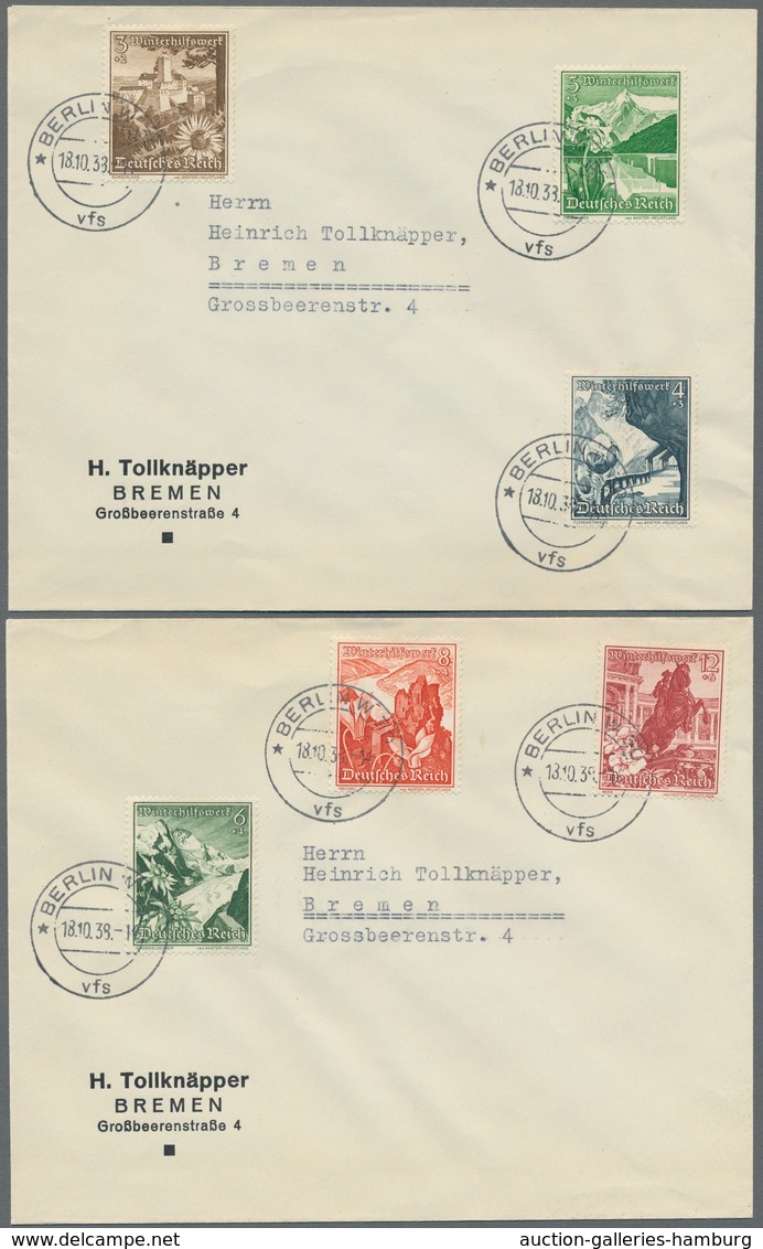 Deutsches Reich - 3. Reich: 1938, Winterhilfswerk, Kplt. Satz Auf 3 Adressierten FDC's Mit Ersttagss - Sonstige & Ohne Zuordnung