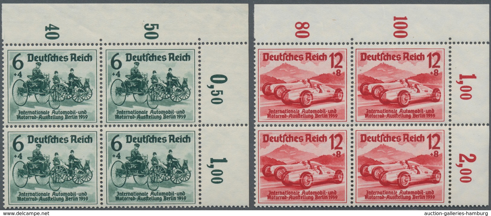 Deutsches Reich - 3. Reich: 1939, I.A.A. Im Ungefalteten Eckrand - Viererblocksatz Oben Rechts. (Han - Autres & Non Classés