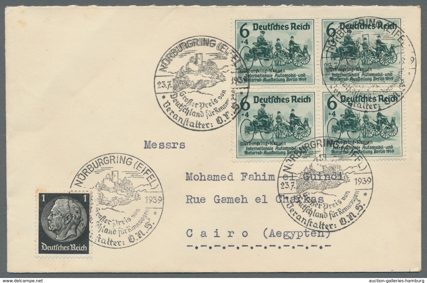 Deutsches Reich - 3. Reich: 1939, "Nürburgring-Rennen", Je Wert Als Viererblock Mit Zusatzfrankatur - Sonstige & Ohne Zuordnung