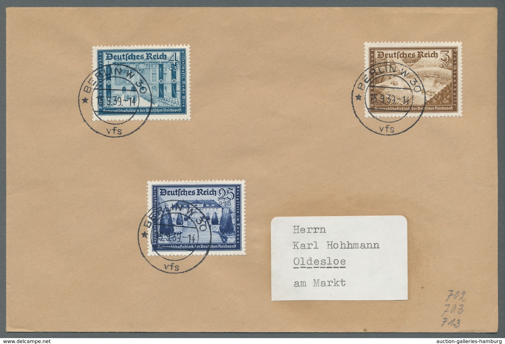 Deutsches Reich - 3. Reich: 1939, Postkameradschaft I", Sauber Mit BERLIN W 30 Vfs 15.9.39 Auf Vier - Otros & Sin Clasificación