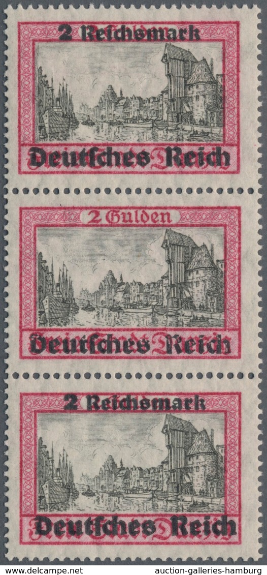 Deutsches Reich - 3. Reich: 1939. Danzig-Überdruck 2 RM Im Postfrischen Senkrechten 3er-Streifen. Da - Autres & Non Classés