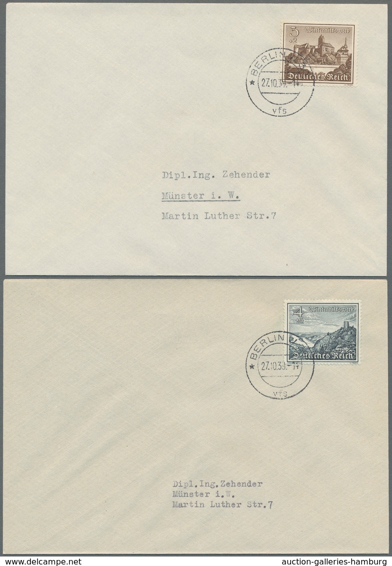 Deutsches Reich - 3. Reich: 1939, Winterhilfswerk Kplt. Satz Auf 9 FDC's Mit Dem Ersttagsstpl. Berli - Sonstige & Ohne Zuordnung