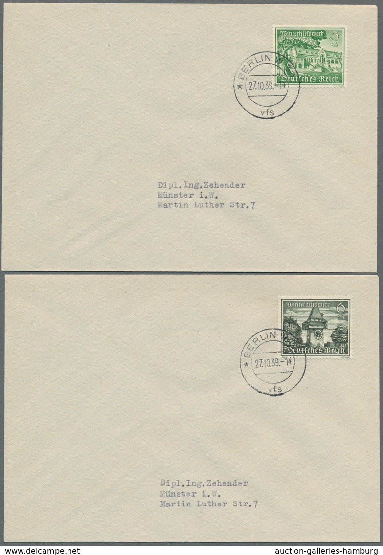 Deutsches Reich - 3. Reich: 1939, Winterhilfswerk Kplt. Satz Auf 9 FDC's Mit Dem Ersttagsstpl. Berli - Sonstige & Ohne Zuordnung