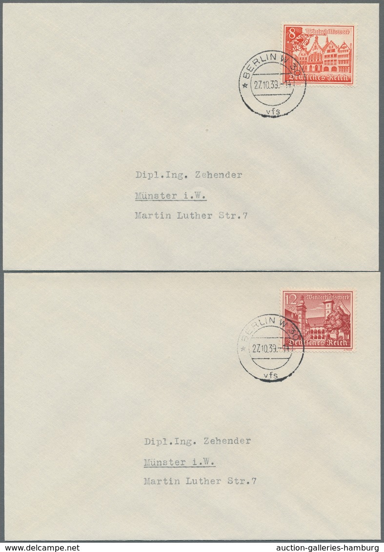 Deutsches Reich - 3. Reich: 1939, Winterhilfswerk Kplt. Satz Auf 9 FDC's Mit Dem Ersttagsstpl. Berli - Sonstige & Ohne Zuordnung