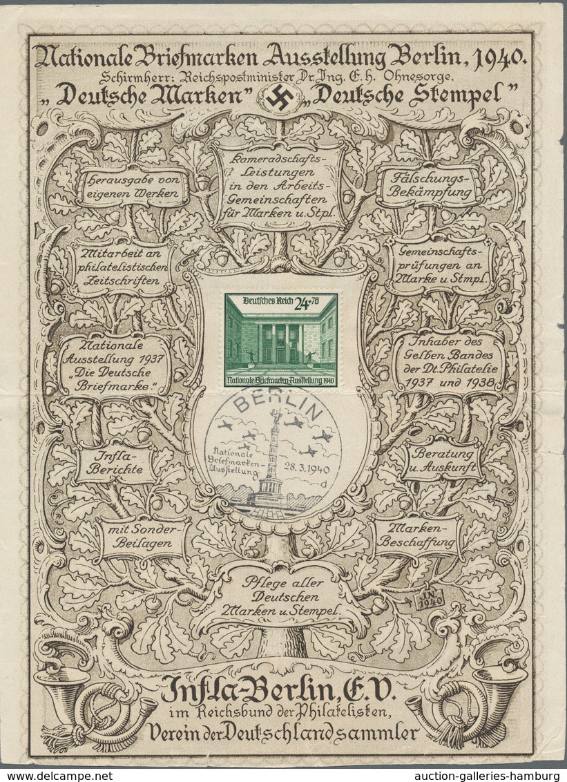 Deutsches Reich - 3. Reich: 1940, "Nationale Briefmarkenausstellung", Mit Zusatzfrankatur Auf R-Brie - Autres & Non Classés