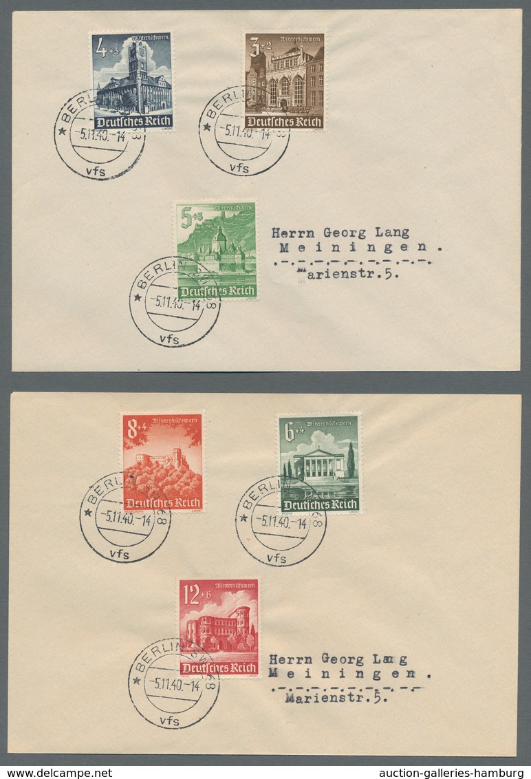 Deutsches Reich - 3. Reich: 1940, "WHW - Bauwerke", Komplette Serie Auf Drei FDC Mit BERLIN SW 68 Vf - Otros & Sin Clasificación