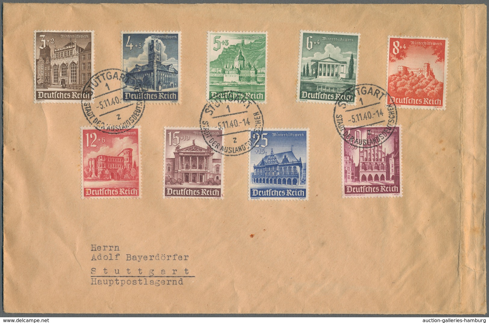 Deutsches Reich - 3. Reich: 1940, Winterhilfswerk, Kplt. Satz Auf FDC Mit Ersttagsstpl. Stuttgart 5. - Autres & Non Classés