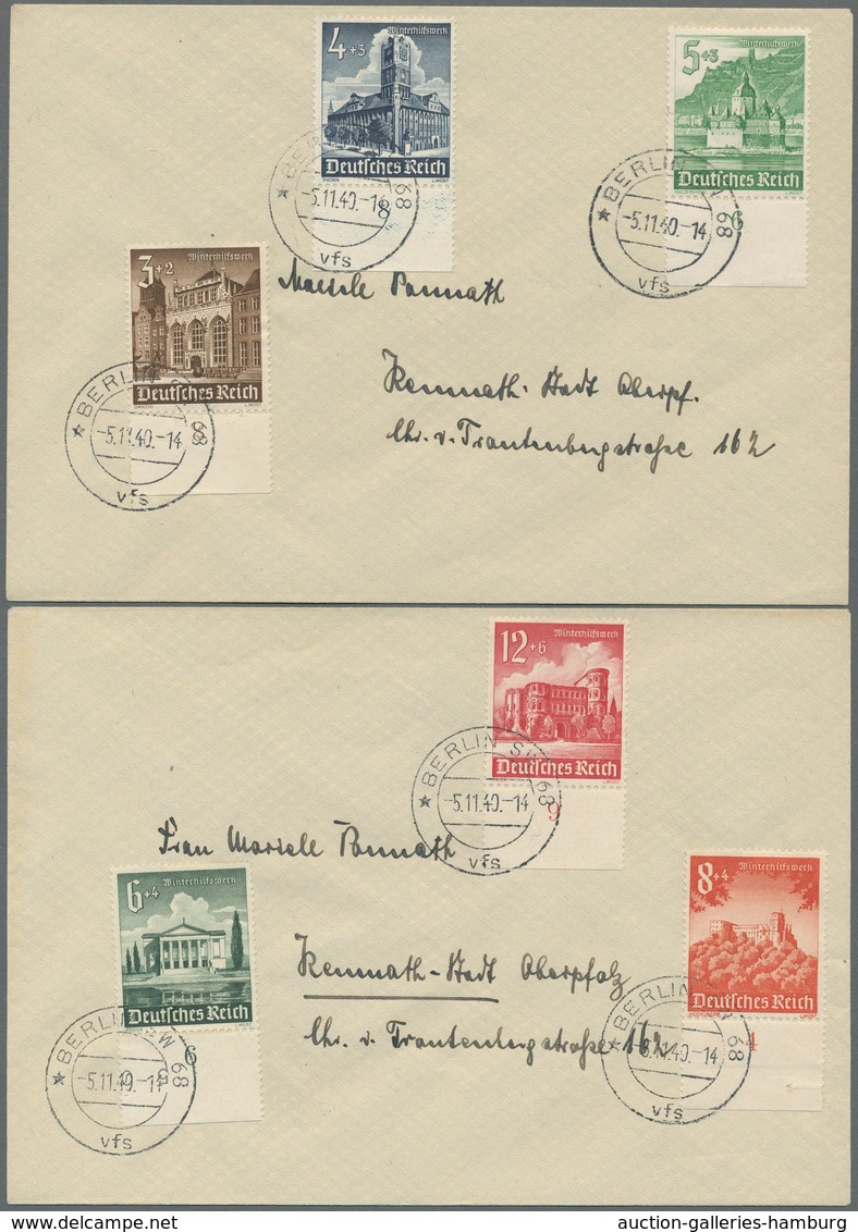 Deutsches Reich - 3. Reich: 1940, Winterhilfswerk, Kplt. Unterrandsatz Auf 2 Adressierten FDC's Mit - Autres & Non Classés