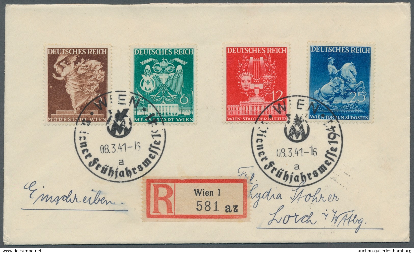 Deutsches Reich - 3. Reich: 1941, Wiener Messe, Kplt Satz Mit Ersttagssonderstpl. Wien 8.3.41, Auf R - Other & Unclassified