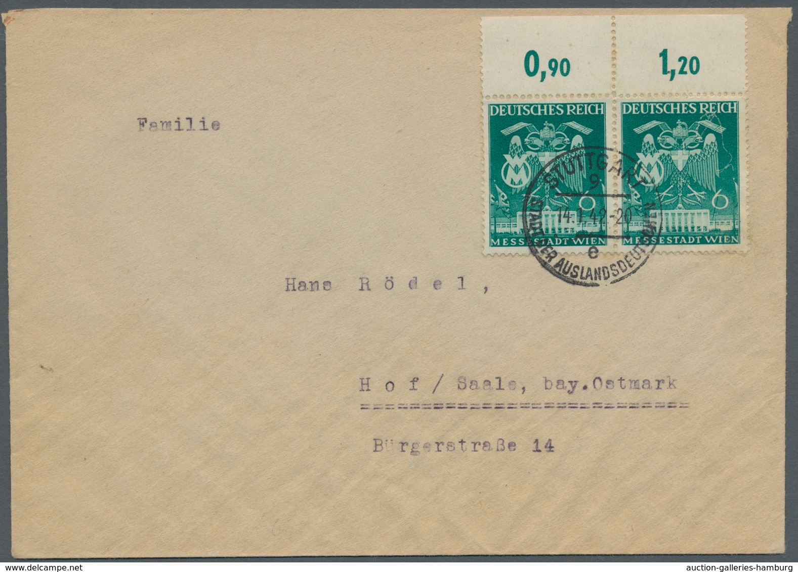 Deutsches Reich - 3. Reich: 1941, Wiener Frühjahrsmesse 6 Pfennig Waagerechtes Paar Vom Oberrand Auf - Autres & Non Classés