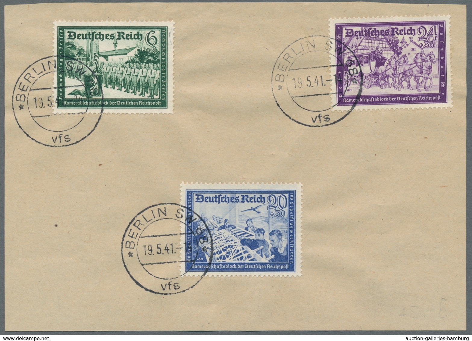 Deutsches Reich - 3. Reich: 1941-1942 Postkameradschaft u. Hitler jeweils kplt. Sätze auf Stempelvor
