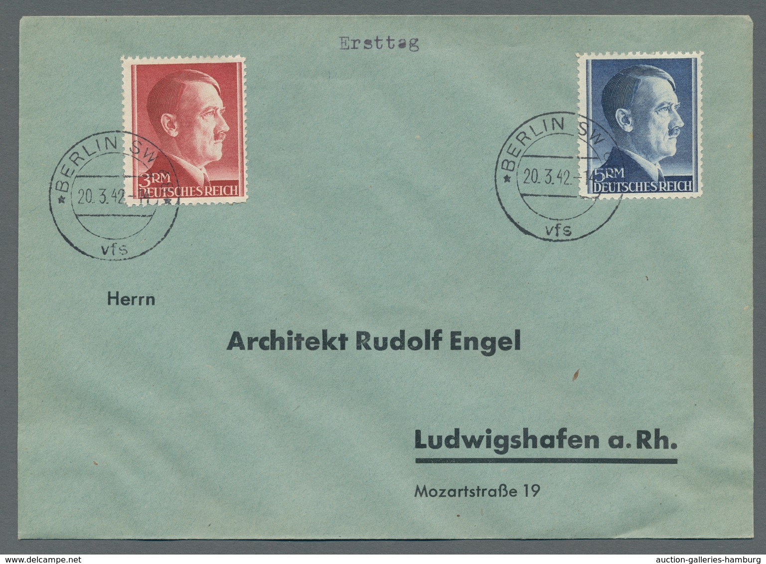 Deutsches Reich - 3. Reich: 1942, "1 Bis 5 Mk. Hitler Zähnung L 12 ½", Sauber Auf Zwei Ersttagsbrief - Autres & Non Classés