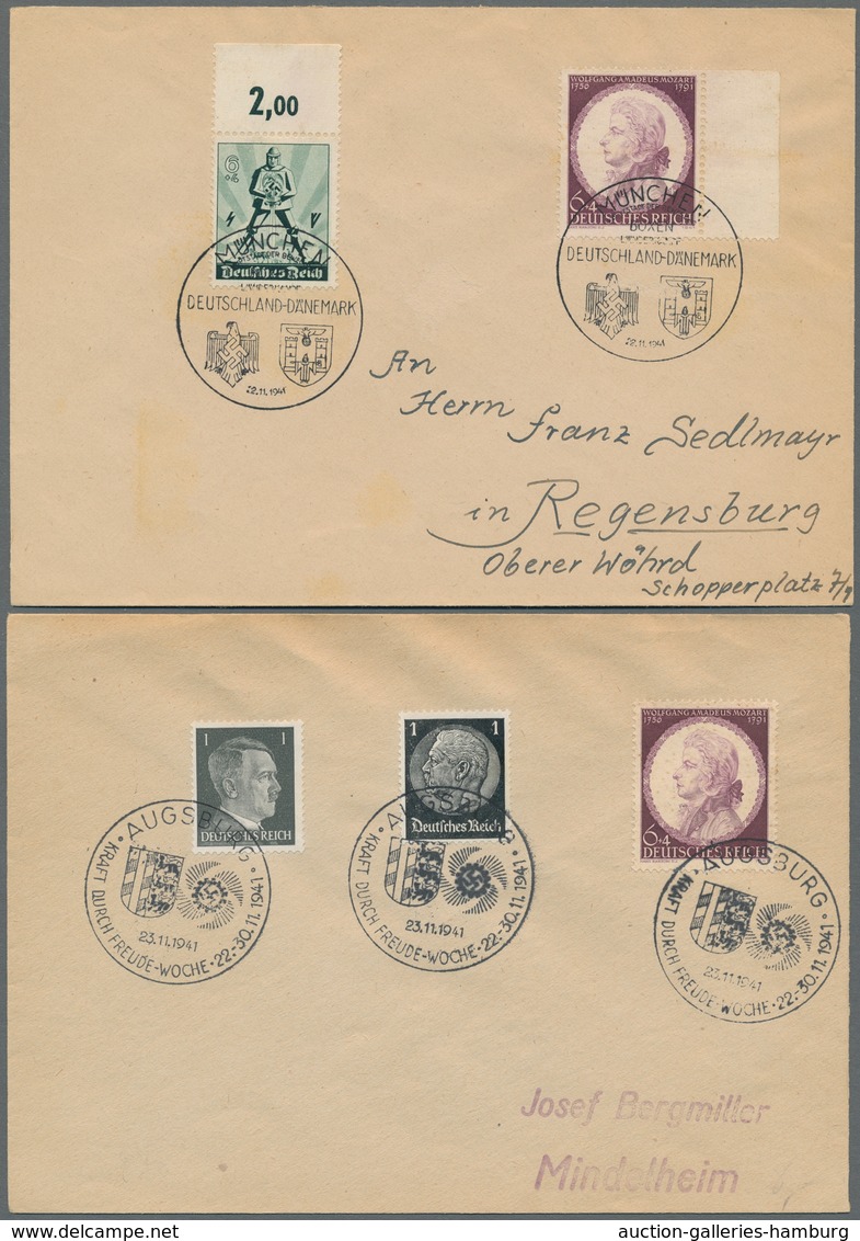 Deutsches Reich - 3. Reich: 1941, Mozart, Auf 4 FDC's, Teils Mit Zusatz, Alle Mit Verschd. Sonderstp - Autres & Non Classés