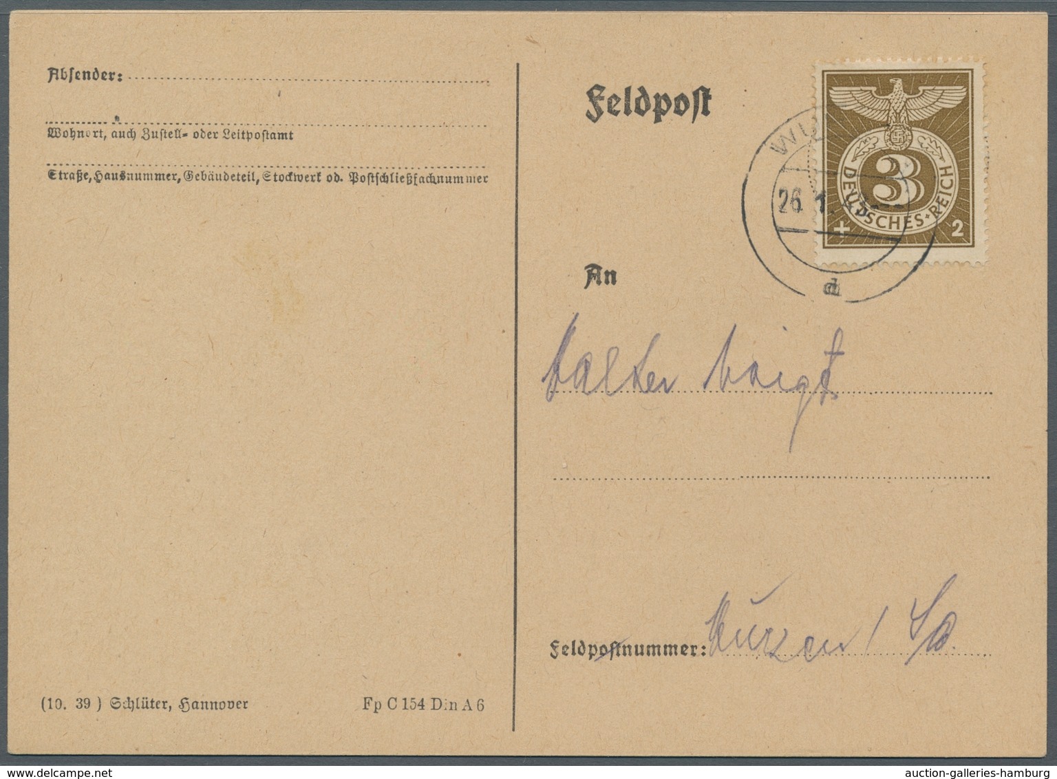 Deutsches Reich - 3. Reich: 1943, Sonderstempelmarke Auf Karte, Mit Ersttagsstpl. Vom 26.1.43 - Autres & Non Classés