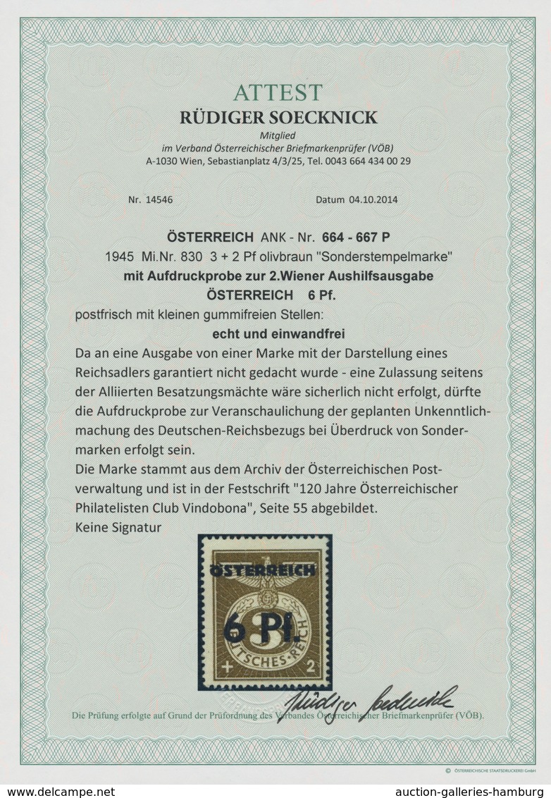 Deutsches Reich - 3. Reich: 1945, AUFDRUCKPROBE ZUR 2. WIENER AUSHILFSAUSGABE, Aufdruck "ÖSTERREICH - Sonstige & Ohne Zuordnung