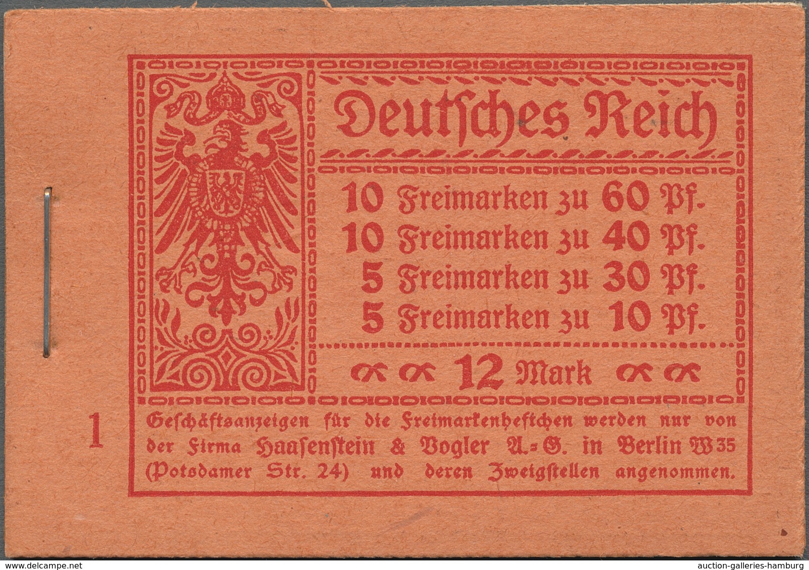 Deutsches Reich - Markenheftchen: 1921, Markenheft »Germania Und Ziffern«, Heftblattränder Links Dgz - Booklets