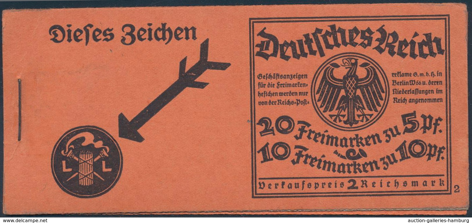 Deutsches Reich - Markenheftchen: 1925, NEUER REICHSADLER, ONr. 2, Komplettes Postfrisches Original- - Markenheftchen
