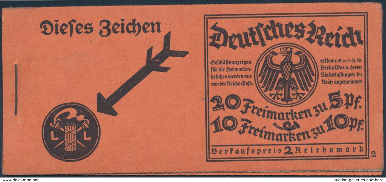 Deutsches Reich - Markenheftchen: 1925, NEUER REICHSADLER, ONr. 2, Komplettes Postfrisches Original- - Carnets