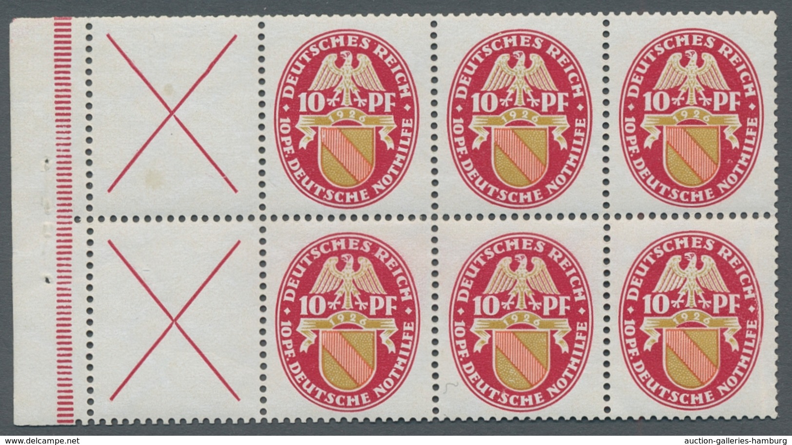 Deutsches Reich - Markenheftchenblätter: 1926, "10 Pfg. Nothilfe", Ungebrauchtes Heftchenblatt Mit R - Cuadernillos