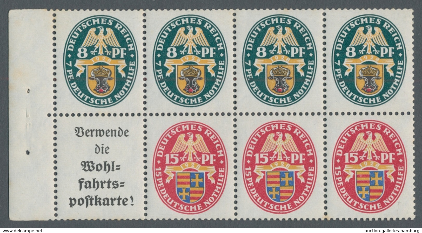 Deutsches Reich - Markenheftchenblätter: 1928, "Nothilfe Mit Werbefeld Verwende Die Wohlfahrts-Postk - Postzegelboekjes