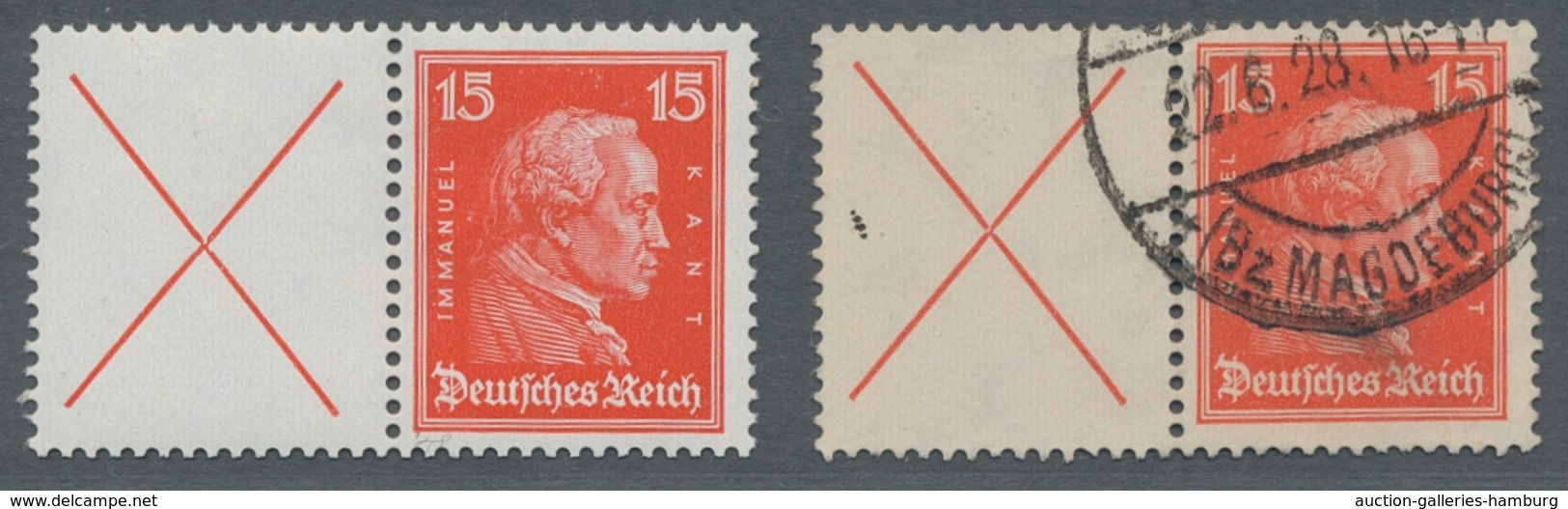 Deutsches Reich - Zusammendrucke: 1927, Immanuel Kant 15 Pfg. Mit Andreaskreuz Einmal Postfrisch In - Se-Tenant