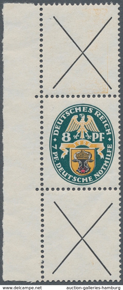 Deutsches Reich - Zusammendrucke: 1928, 8 Pf Wappen Senkr. Zusammendruck-Streifen Vom Linken Rand Po - Zusammendrucke