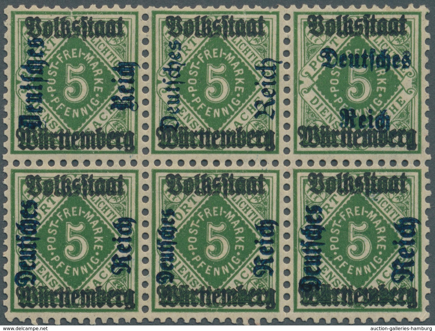Deutsches Reich - Dienstmarken: 1920, Aufdruck-Proben Für Die In Württemberg Verwendeten Dienstmarke - Dienstmarken