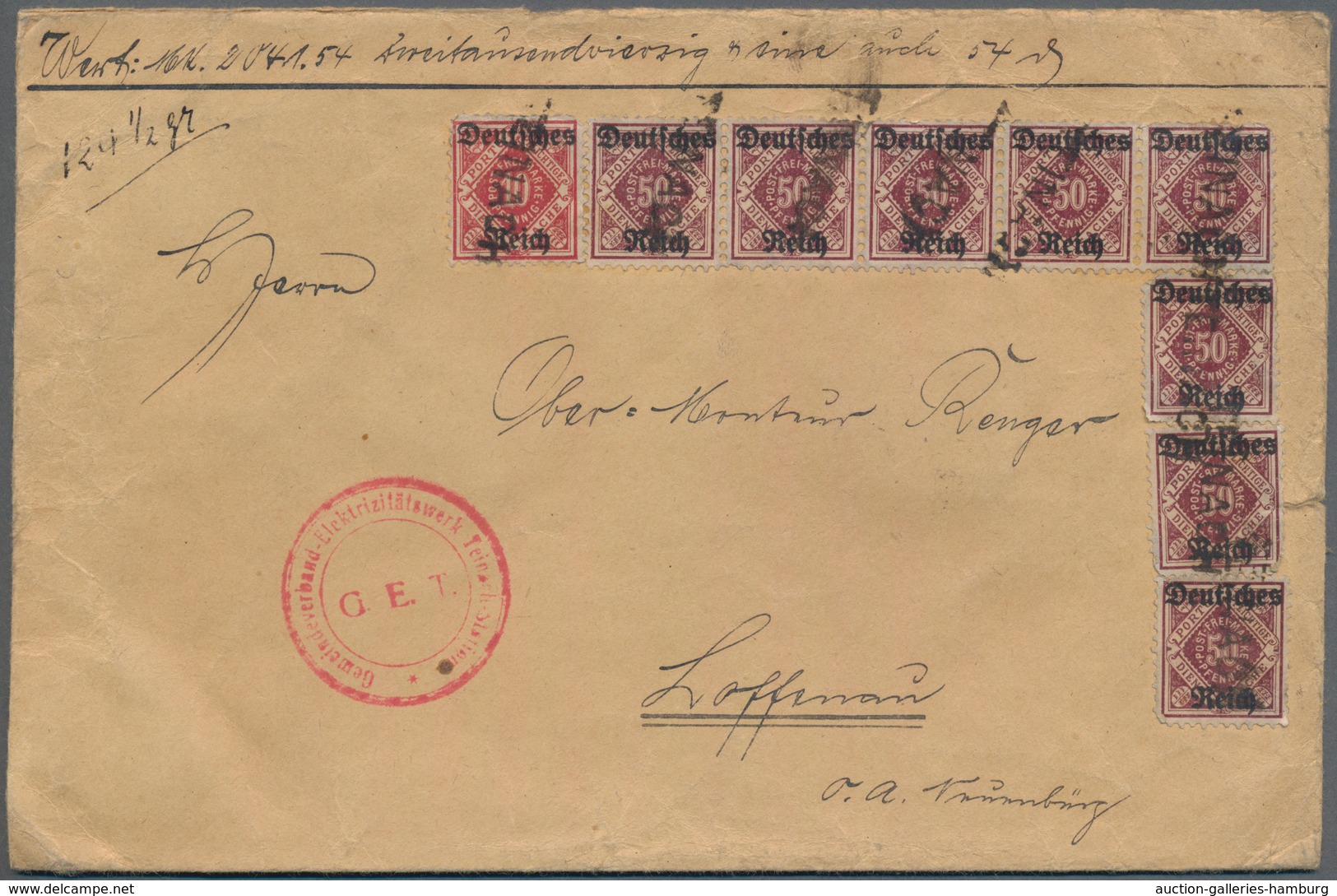 Deutsches Reich - Dienstmarken: 1920, Ziffern In Raute ("portopflichtige Dienstsache"), 10 Pf Und 50 - Oficial