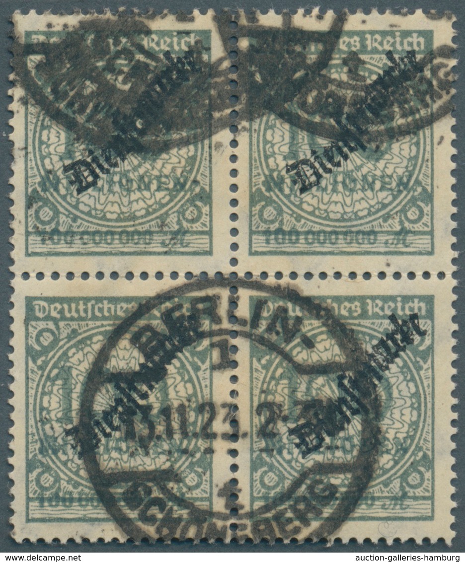 Deutsches Reich - Dienstmarken: 1923, 100 Mio. M. Schlangenaufdruck Im Tadellosen, Gestempelten Vier - Oficial