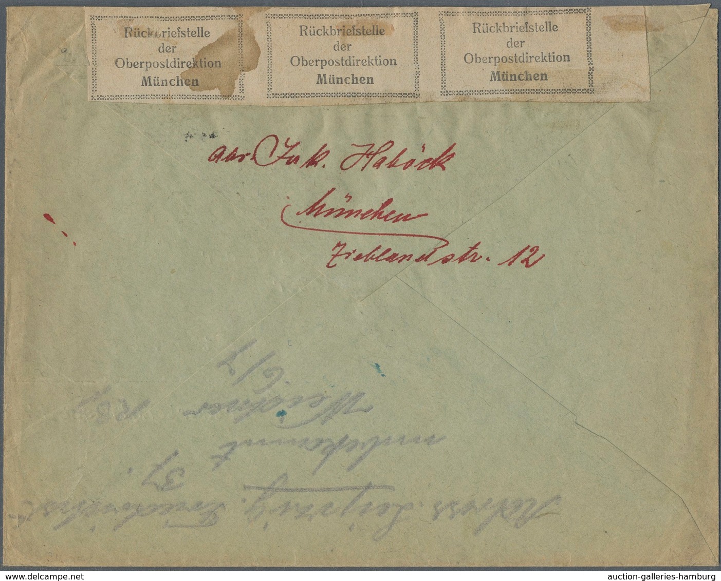 Deutsches Reich - Retourmarken: 1923, 300 Mark EF Auf Brief Von München Nach Leipzig, Rücks. Waagere - Otros & Sin Clasificación