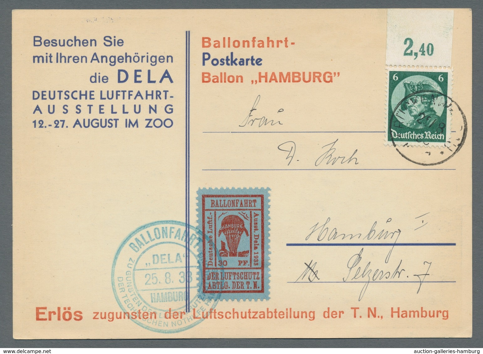 Deutsches Reich - Halbamtliche Flugmarken: 1933, "30 Pfg. Rot Auf Mattkobalt Mit PLF I", Sauber Gest - Airmail & Zeppelin