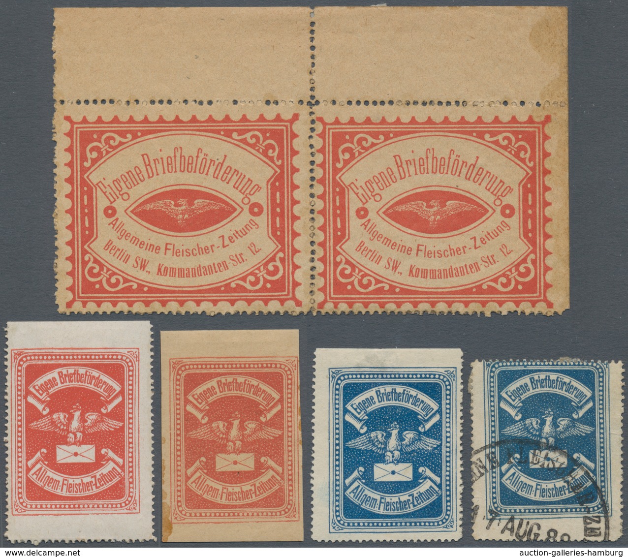Deutsches Reich - Privatpost (Stadtpost): BERLIN, 1887 - 1888: Eigene Briefbeförderung Der Allgemein - Privatpost
