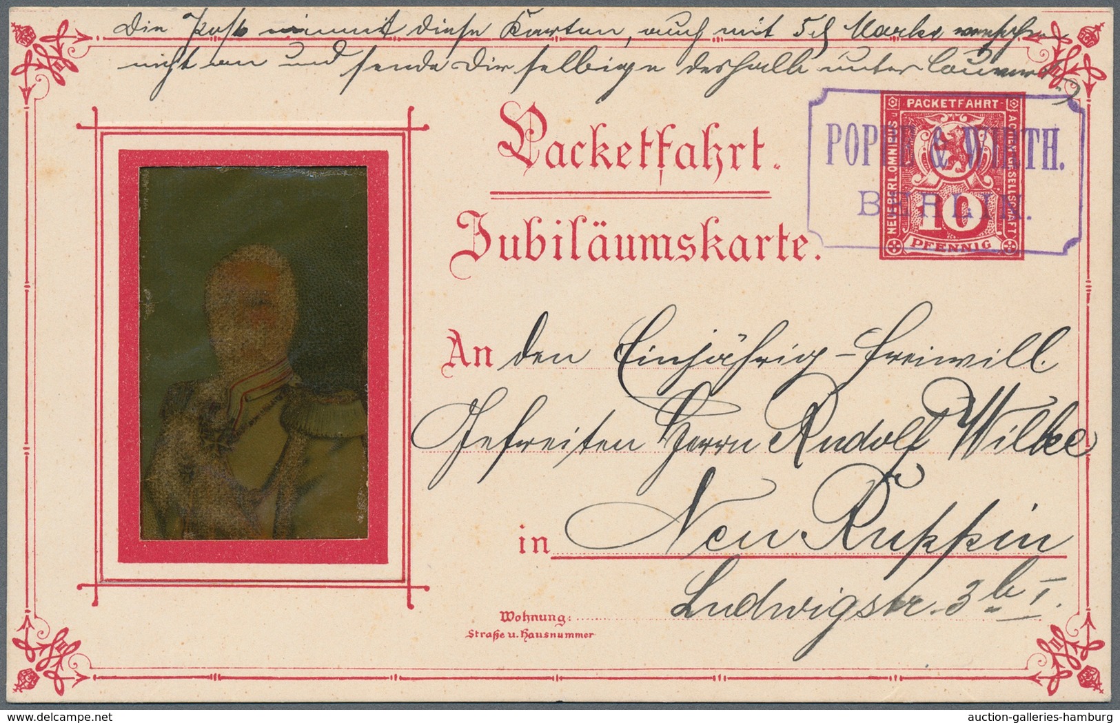 Deutsches Reich - Privatpost (Stadtpost): 1898, BERLIN, Packetfahrt, Karte Zum 10-Jährigen Regierung - Correos Privados & Locales