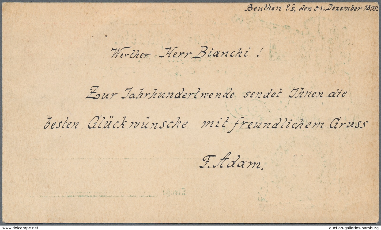 Deutsches Reich - Privatpost (Stadtpost): 1900, BEUTHEN O.S., "Flora-Postkarte" Mit Wertstempel 3 Pf - Correos Privados & Locales