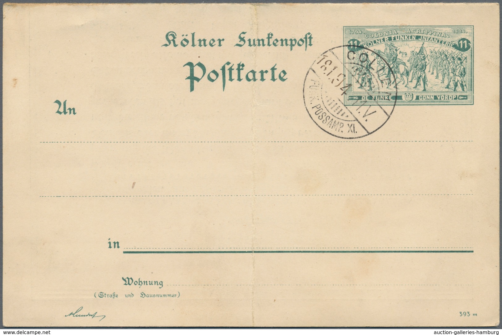 Deutsches Reich - Privatpost (Stadtpost): Köln PP 1894, Sehr Seltene Doppelkarte Der Kölner Funkenpo - Correos Privados & Locales