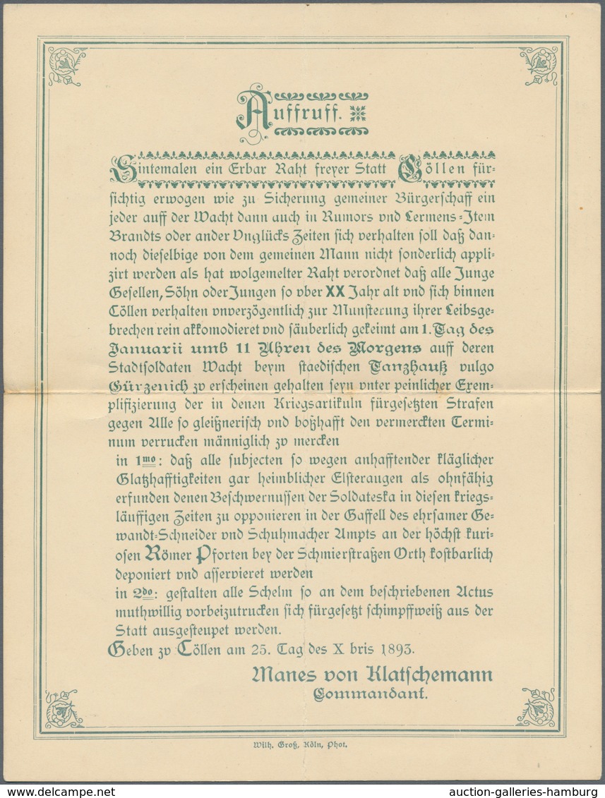 Deutsches Reich - Privatpost (Stadtpost): Köln PP 1894, Sehr Seltene Doppelkarte Der Kölner Funkenpo - Correos Privados & Locales