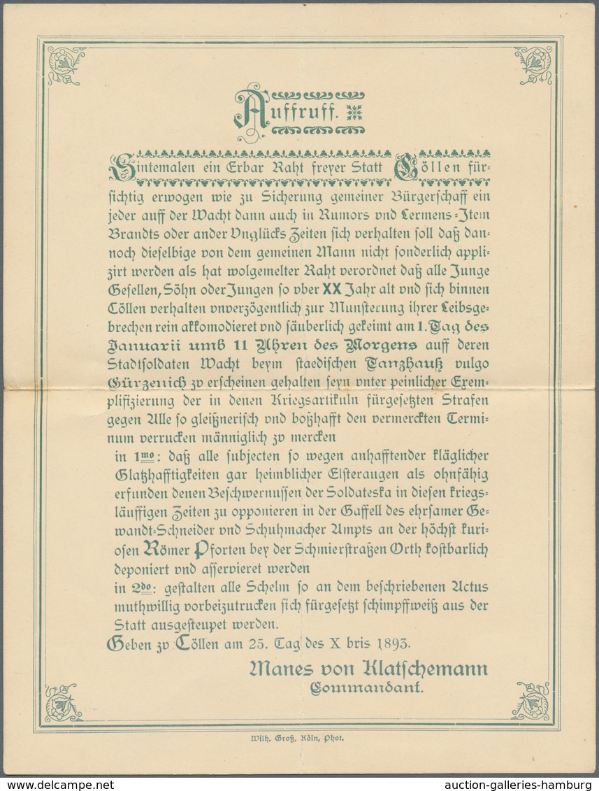 Deutsches Reich - Privatpost (Stadtpost): Köln PP 1894, Sehr Seltene Doppelkarte Der Kölner Funkenpo - Postes Privées & Locales