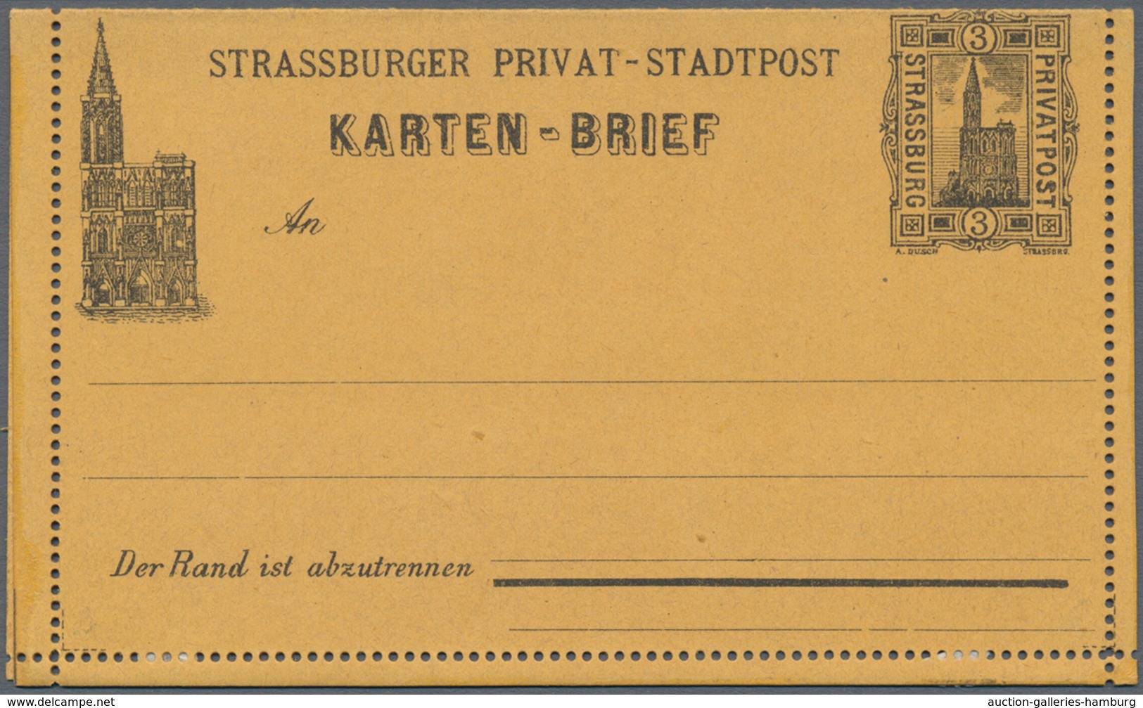 Deutsches Reich - Privatpost (Stadtpost): Strassburg, 1891/92: 5 Kartenbriefe, Nicht Gelaufen, Selte - Privatpost