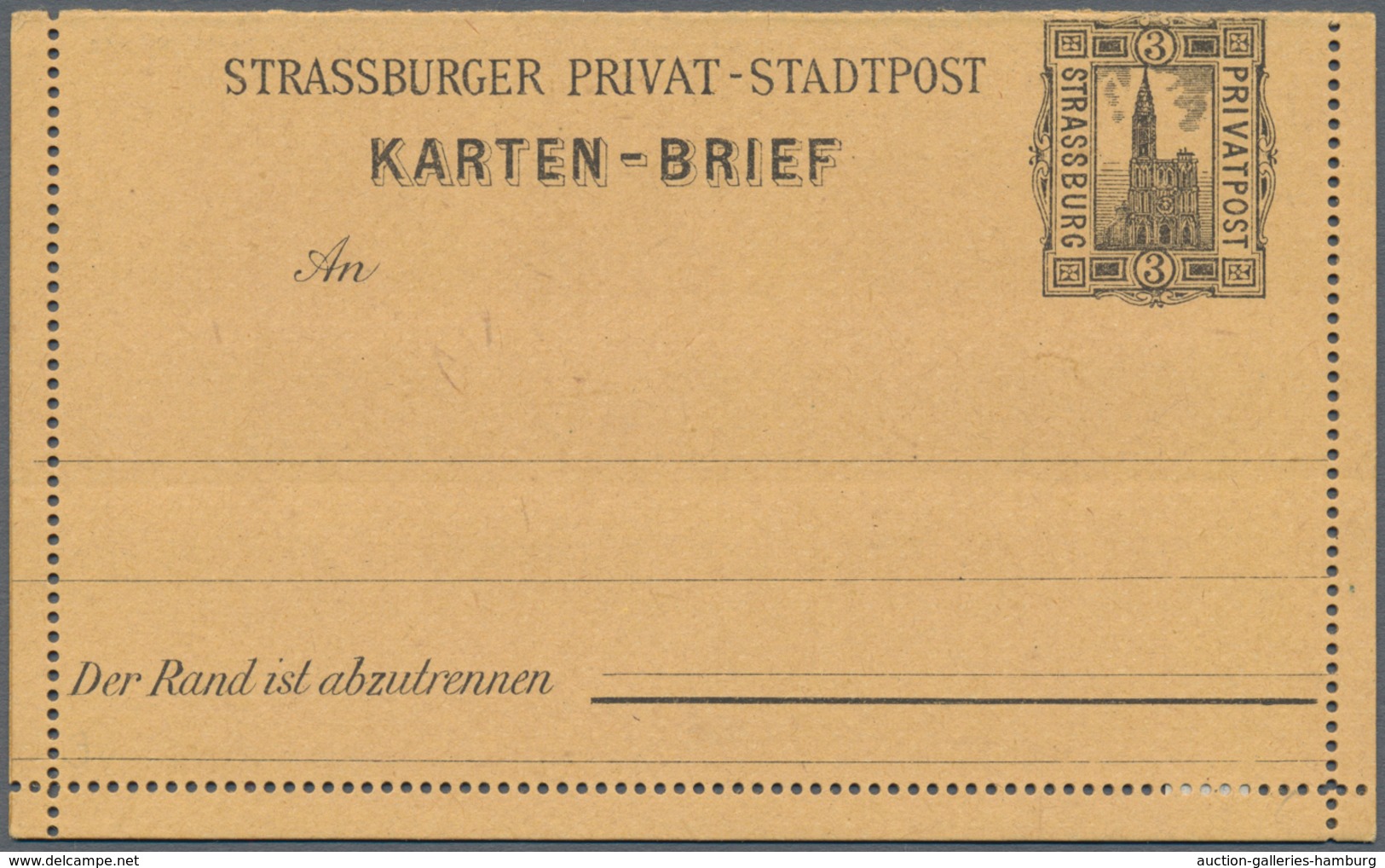 Deutsches Reich - Privatpost (Stadtpost): Strassburg, 1891/92: 5 Kartenbriefe, Nicht Gelaufen, Selte - Correos Privados & Locales