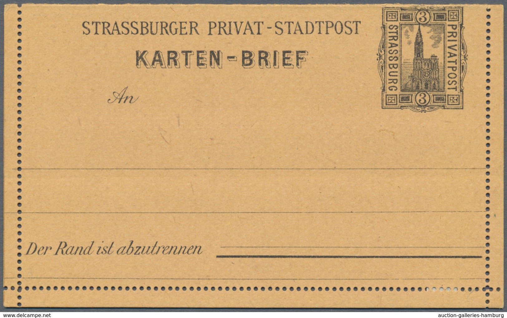 Deutsches Reich - Privatpost (Stadtpost): Strassburg, 1891/92: 5 Kartenbriefe, Nicht Gelaufen, Selte - Privatpost